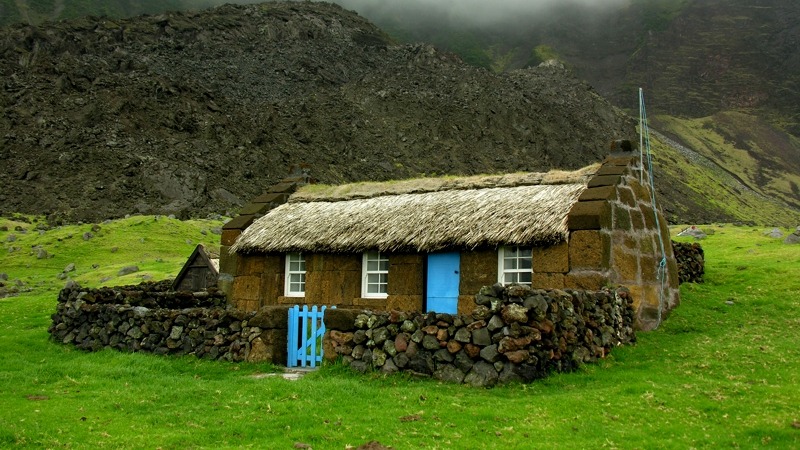 Tristan da Cunha Islands UK Thatched Museum Cottage